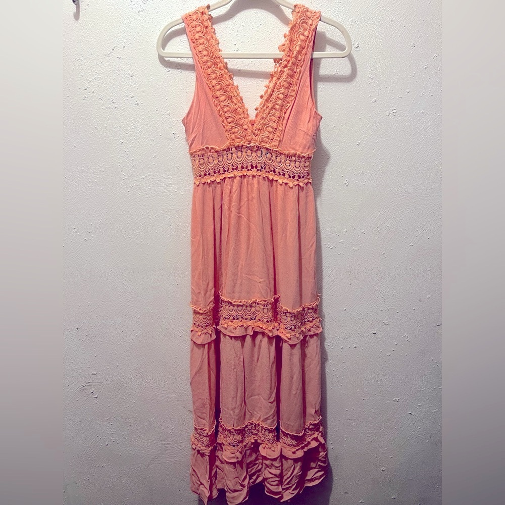 Rue21 Peach Ruffled Tiered Maxi Sundress
